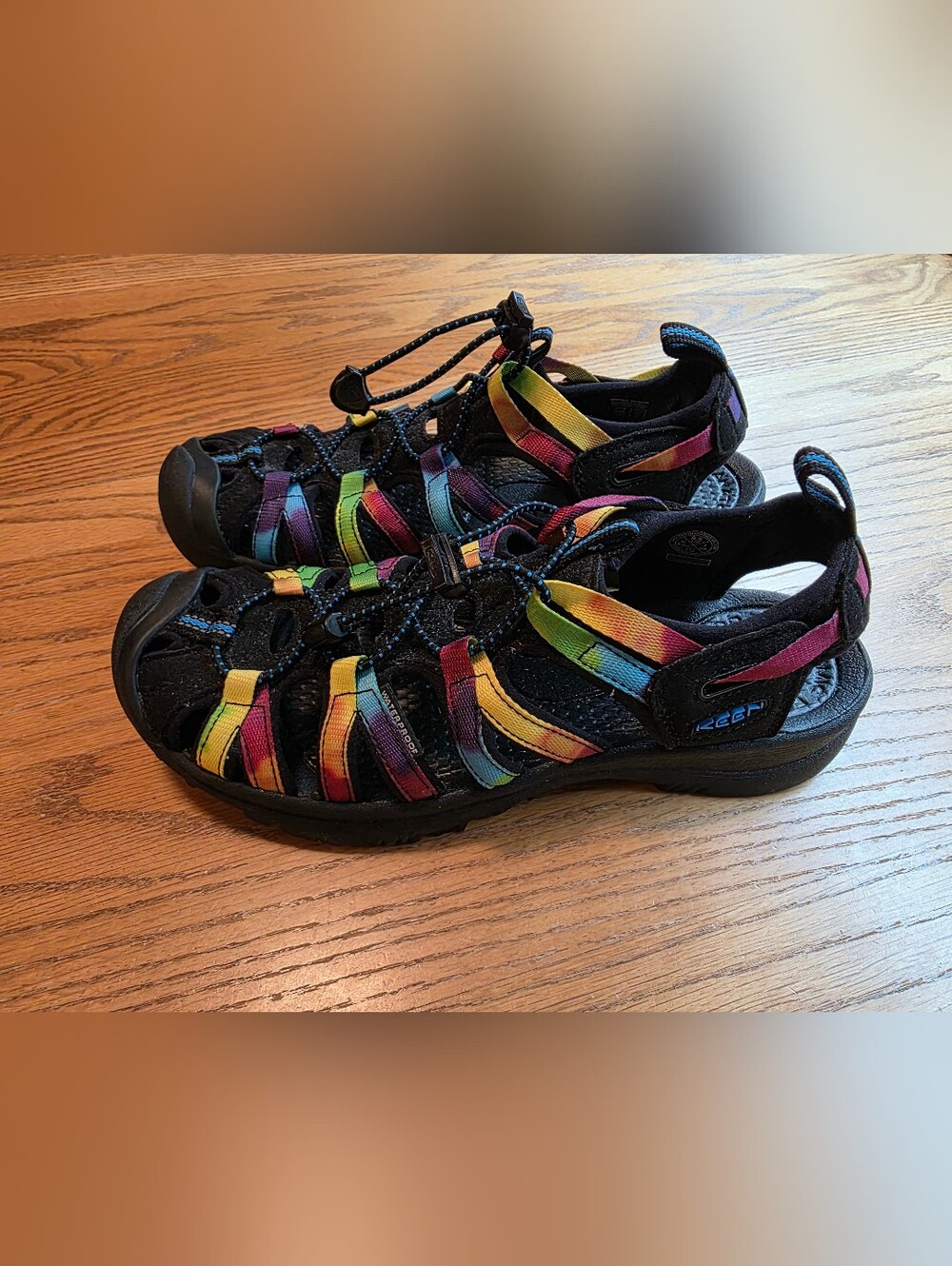 KEEN Whisper Women's 9.5 Sandals Original Tie Dye Rainbow Waterproof 1025038 - Picture 6 of 17